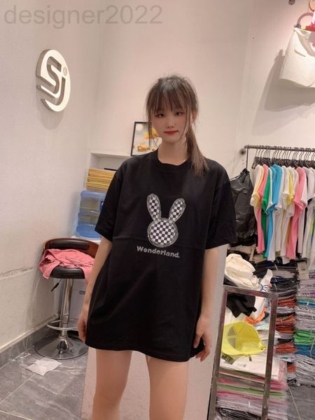 

women's t-shirt designer fashion brand short sleeved t women's round neck loose summer black white rabbit commuting pure cotton me