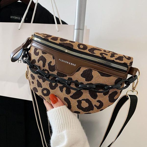 Marsupi Borsa stilista di moda per donna Modello di pietra Borsa a tracolla con catena leopardata Marsupio femminile Cintura a tracollaVita