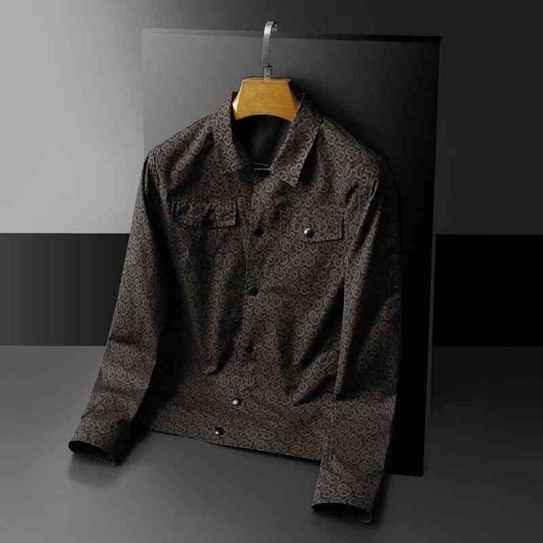 

men's luxury fashion brands menswear new casual jacket shirt thin print lapel coat, Black
