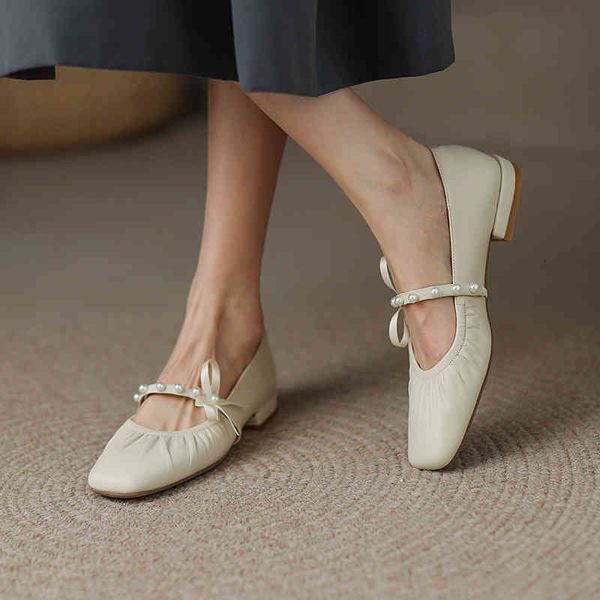 

boots gentle pearl flat sole single shoes women's light mouth mary jane soft grandma egl8, Black