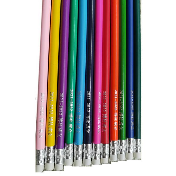 Персонализированные карандаши круглые пользовательские отпечатанные с вашим именем текстовые логотип сообщения ластик индивидуальный отель карандаш для детей рекламных подарок подарки