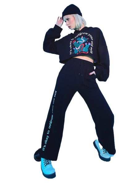 

x vikilester slogan graphic drawstring waist sweatpants t9ck#, Black;white