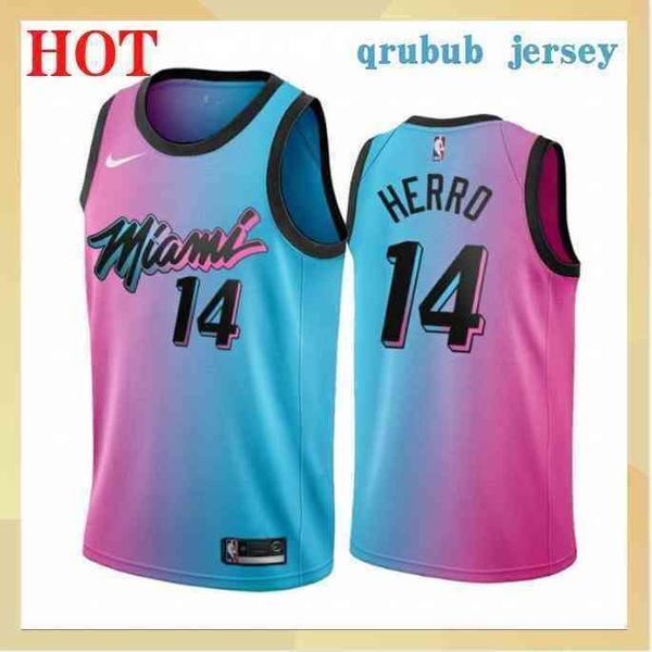 

20-21basketball jersey mens #14 tyler herro pressing jerseys, Black