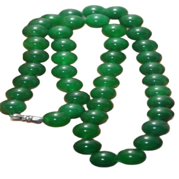 

wholesale beautiful china jade necklace 10mm beads green color exquisite hand made, Silver