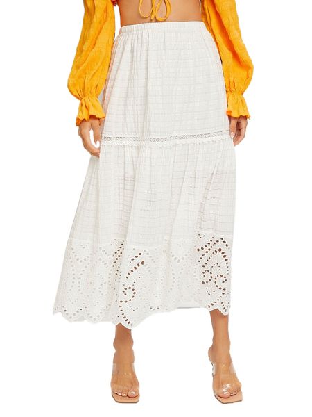 

laser cut high waist skirt w6lo#, Black