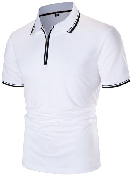 

men striped trim polo shirt z5ib#, White;black