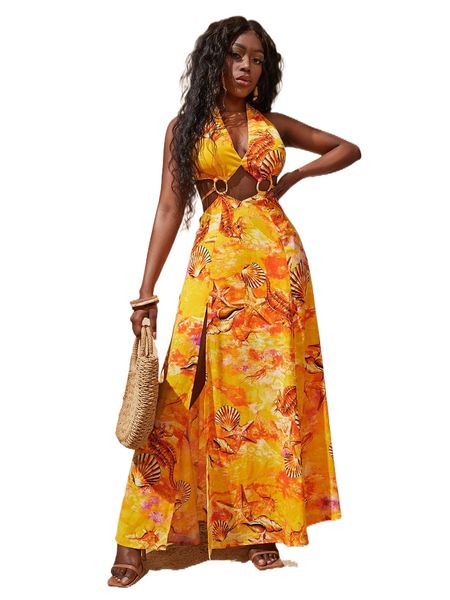 

sxy animal print tie backless dress i5sz#, Black;gray