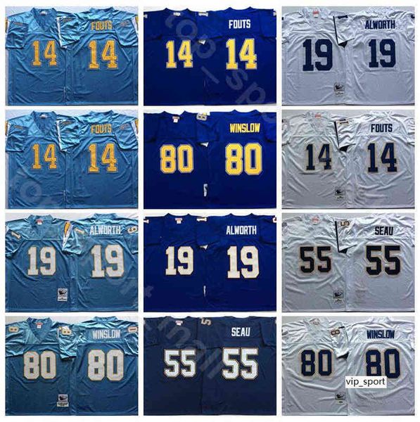

ncaa football 55 junior seau 14 dan fouts jerseys 19 lance alworth 80 kellen winslow color purple blue white man vintage stitched good, Black