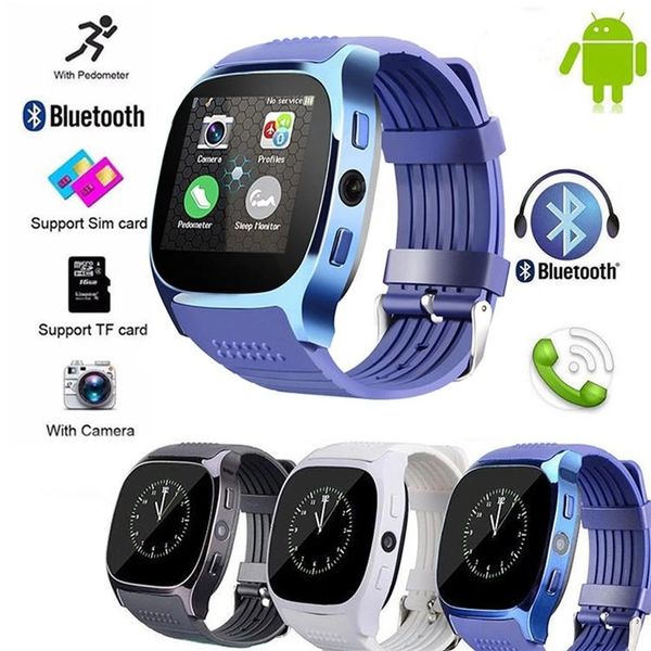 Entsperrt T8 Bluetooth Smart Watch Handy Kinder Kinder Handy mit Kamera Unterstützung SIM Karte Schrittzähler Männer Frauen Anruf Sport Smartwatch GSM Handy für Android