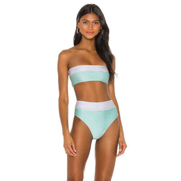 

high waist bra split bikini to join swimsuit women's, White;black