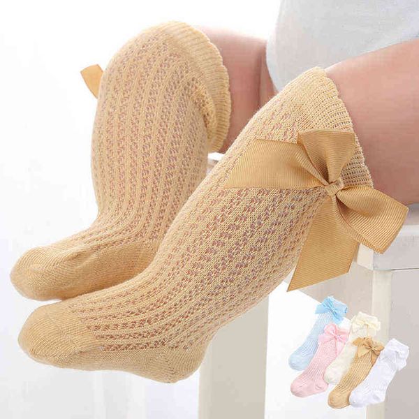 

cute baby girls socks knee high with bow baby princess socks for girl sweet baby socks long tube kids children foot accessories j220622, Pink;yellow