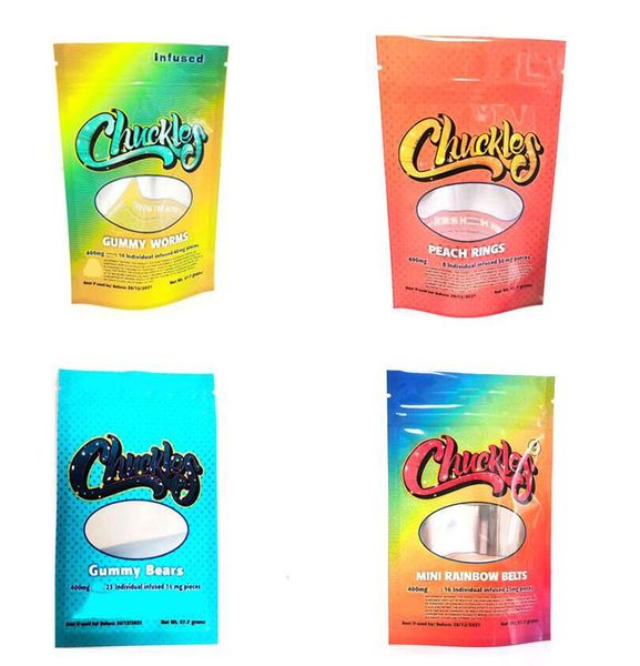 

chuckles edibles mylar packaging bags smell proof peach rainbow belts bear stand up package with window dank gummies