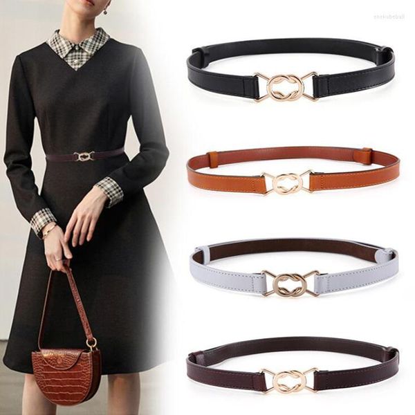 Cintos da cor de doce Western Candy Ajustável Couro de vaca Women Sknny Belt Fashion Sweater Beltbelts finos ENEK22