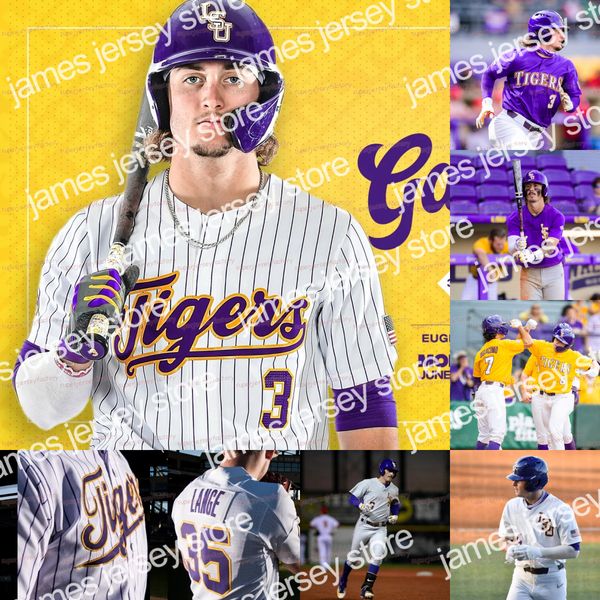 Camisa de beisebol da faculdade Cuatom NCAA LSU Tigers Alex Bregman Brayden Jobert Devin Fontenot Zack Mathis Dylan Crews Tre Morgan DJ LeMahieu Kevin