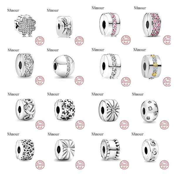 925 Sterling Silber Charms New Clover Bow Path Star Clip DIY Bead Anhänger Fit Original Perlen Original Fit Pandora Armband Schmuckherstellung DIY Geschenk