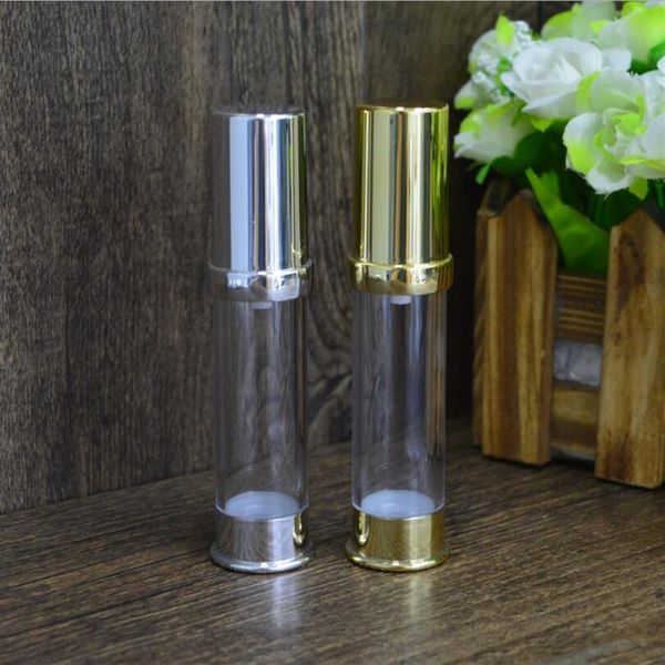 

100pcs/lot 10 ml silver/gold airless bottle plastic lotion bottles with pump for cosmetic packaging218w