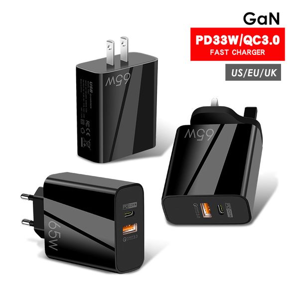 GaN 65W USB C Ladegerät PD Typ C Schnelle Schnellladegeräte Für iPhone 13 12 Pro Max Macbook ipad MacBookPro Air Huawei Xiaomi Samsung