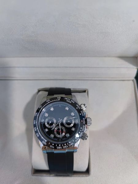 

with original box mens watch automatic mechanical 40mm rubber strap 2813 stainless steel case watch sports leisure montre de luxe black watc, Slivery;brown