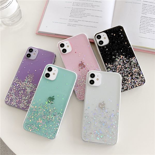 Damen Glitter Clear Phone Cases für iPhone 14 13 12 11 Pro Xs Max XR 8 7 Plus Samsung S22 Luxus Cover Soft Shell stoßfest Anti Drop