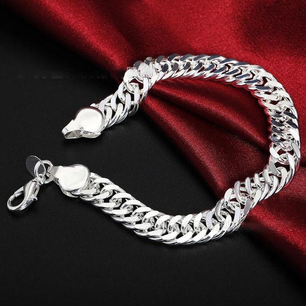 

charm bracelets men's 10mm sideways chain 925 stamp for women wedding engagement party fashion jewelry, Golden;silver
