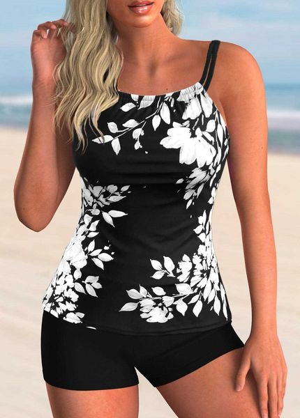 

2022 new color contrast split swimsuit women's thin shoulder belt beautiful back large tankini no logo