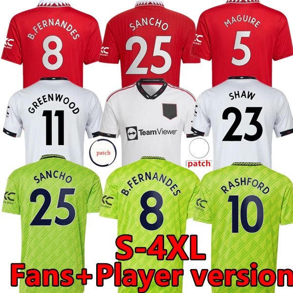 

s-4xl 22 23 manchester sancho soccer jerseys varane bruno fernandes rashford pogba united jersey kids man woman football shirt telles 2022 2, Black;yellow