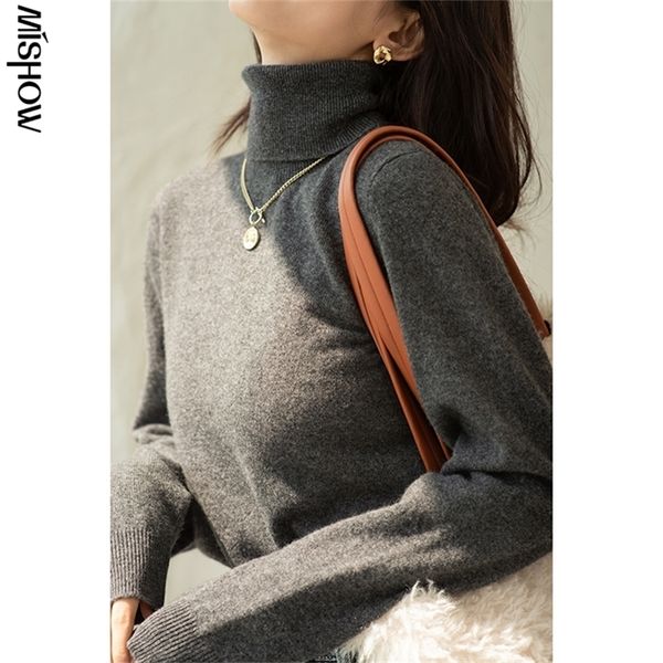 

mishow 100% wool winter sweaters for women solid bottoming pullover long sleeve clothing knitwear female mx20d5588 201222, White;black