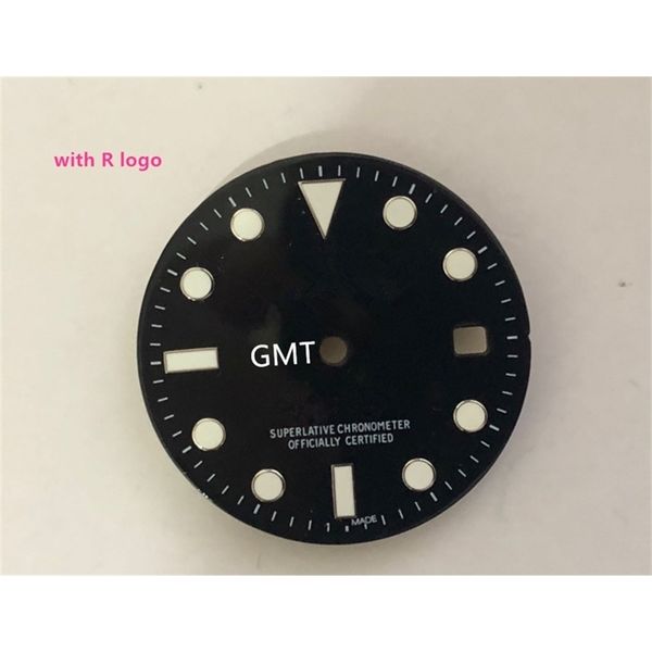 

29mm gmt black watch dial for 8215 8200 and 3804 movement with blue luminous hand 220624