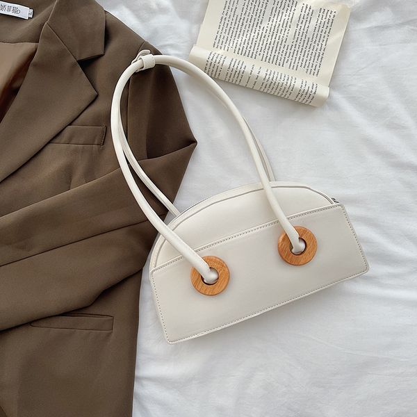 

designer bag shoulder underarm bag semicircle versatile solid color sewing 28cm
