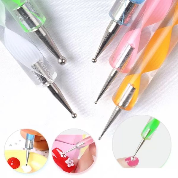 

two-way nail dotting pen gel polish builder diy nail art design marbleizing nail manicure painting drawing, Silver