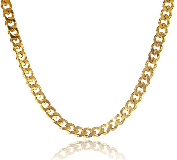 

18k 5mm gold plated chains men's and women's side necklace 60cm, Silver