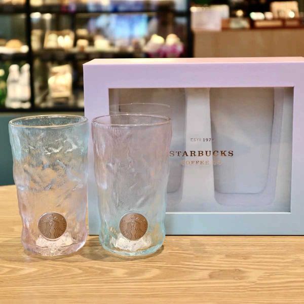 

wedding couple's cup with gradient green texture starbucks gift glass box