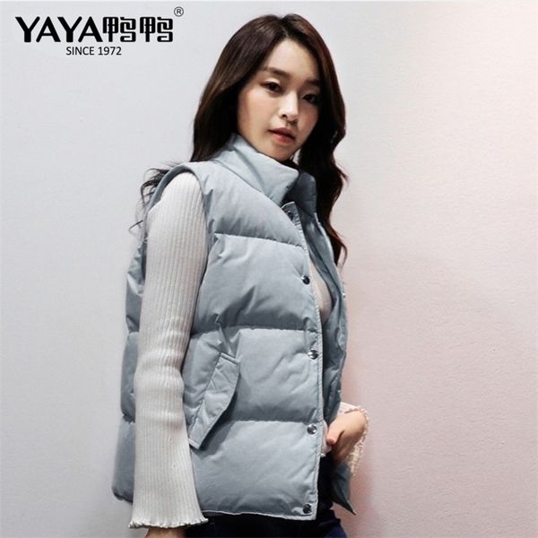 

yaya winter sleeveless jacket down vest warm thick coats male cottonpadded work waistcoat gilet homme vest y201012, Black