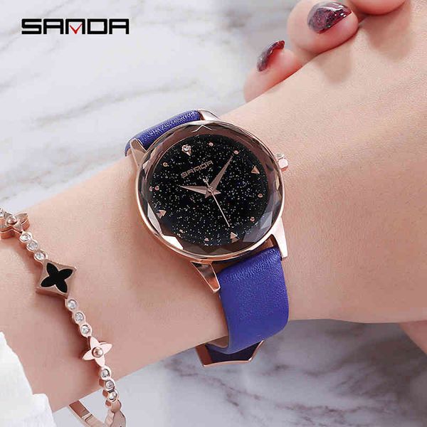 

sanda tz229 diamond belt star sky women's leisure quartz net red tiktok same watch, Slivery;golden