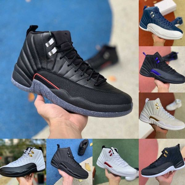 

jumpman utility grind 12 12s mens high casual basketball shoes twist gold indigo flu game dark concord ovo white royalty fiba playoff the, Black