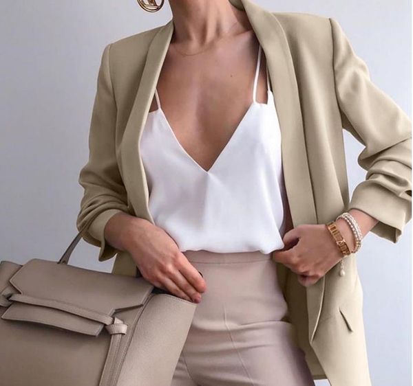 

elegant fashion chic fitted slim casual work blazer, White;black