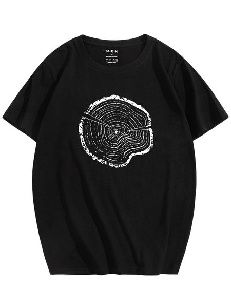 

men tree rings crew neck tee v6te#, White;black