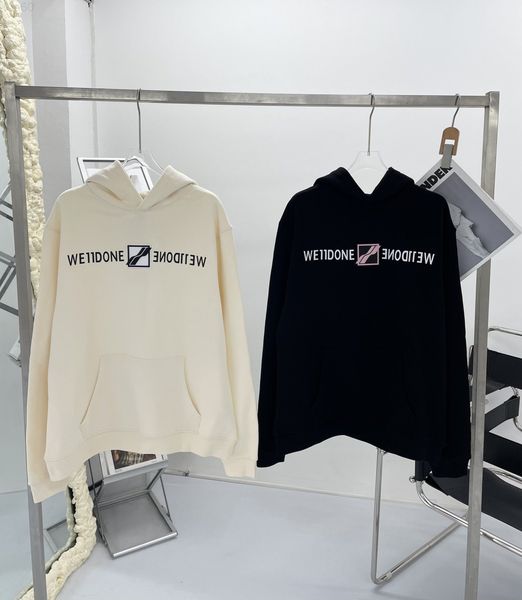 

designer weldone 21 autumn and winter new mirror letter color square leather brand hoodie 2002 luxury, Black