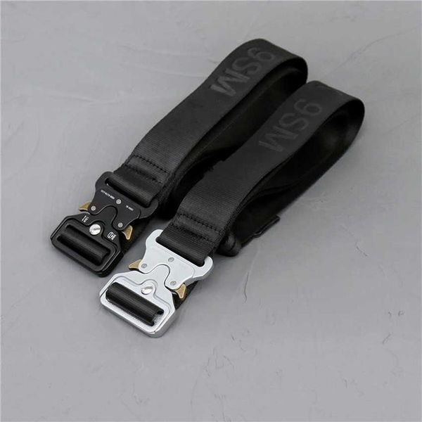 

1017 alyx 9sm classic rollercoaster belt men women silvery metal buckle alyx belts jacquard labeled q06301752, Black;brown