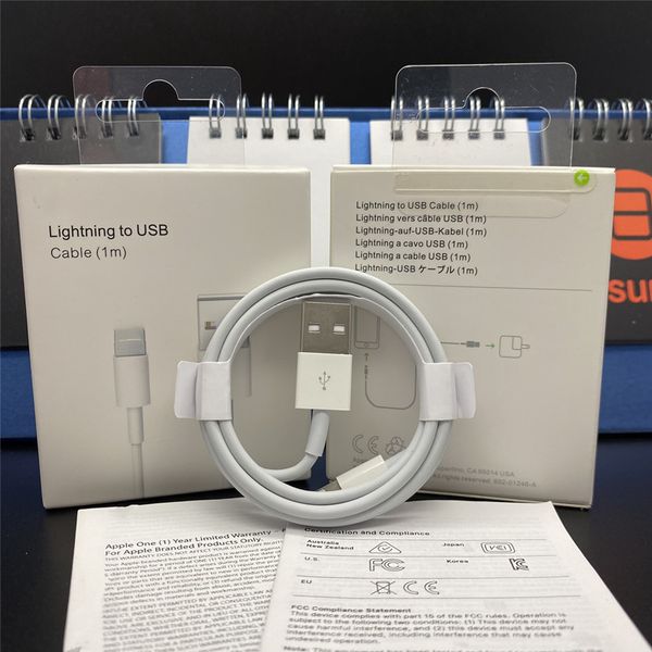 

for iphone phone usb charger cable original 1:1 quality 1m/3ft usb data sync charge cable with retail box