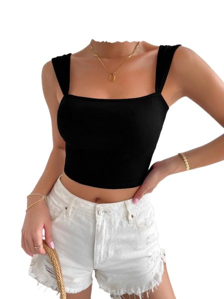

solid rib-knit crop 83vb#, White