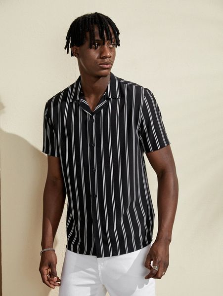 

men striped print shirt f5ia#, White;black