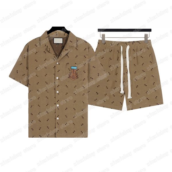 22SS Männer Frauen Designer T-Shirts T-Shirt Hawaii Urlaub Ananas Jacquard Kurzarm Rundhalsausschnitt Streetwear Khaki Xinxinbuy M-2XL