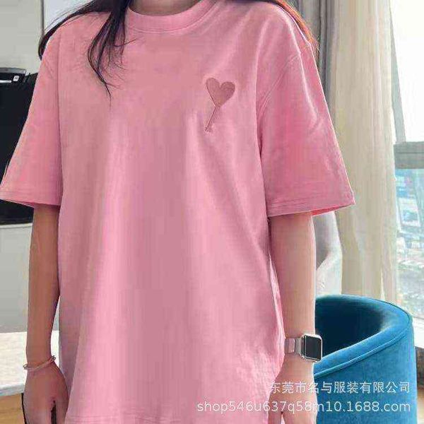 

designerfashion am women's summer macarone candy color love embroidery t-shirt loose korean cotton short sleeve, White