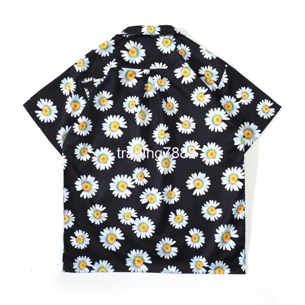 

men's casual shirts fg menswear | summer fashion brand small wrinkled chrysanthemum floral print men's loose short sleeve shirt 33, White;black