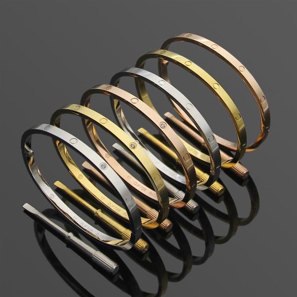 

17cm stainless steel love bracelets silver rose gold bracelet bangles women narrow version screw screwdriver bangle designer jewel250e, Black