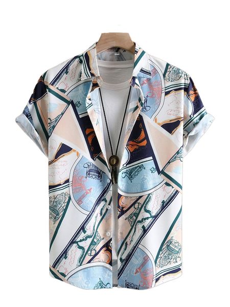 

men random allover print shirt without tee a2fd#, White;black