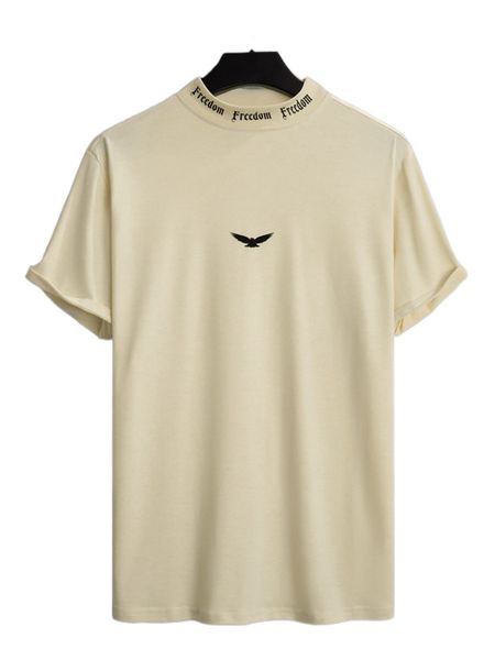 

men bird & letter graphic mock neck tee o8xn#, White;black