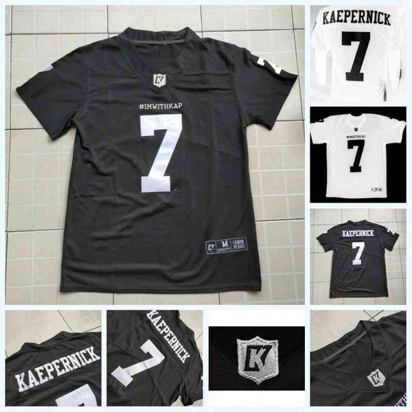 

c202 imwithkap movie jersey 7 colin kaepernick i'm with wap american football jersey black white mens womens youth double stitched name