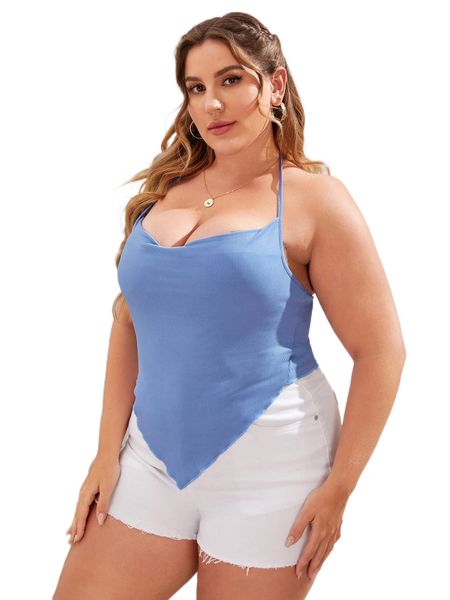 

plus draped collar bandana halter e6tr#, Black